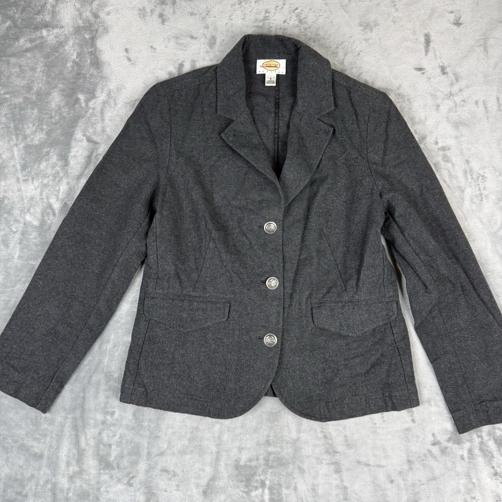 Talbots Women Sz 8 Gray Wool Blend 3-Button Single Breasted Blazer Jacket
